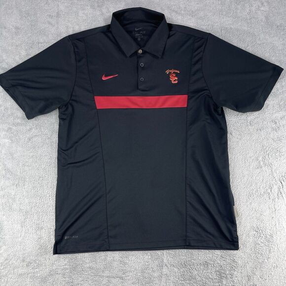 Nike Dri-Fit Shirt Men's Large Black Logo USC Trojans Football Team Short Sleeve - Picture 1 of 13